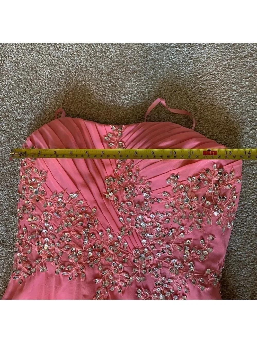 ANNA Rose pink sleeveless sequin beaded sweetheart prom bridesmaid gown🔥